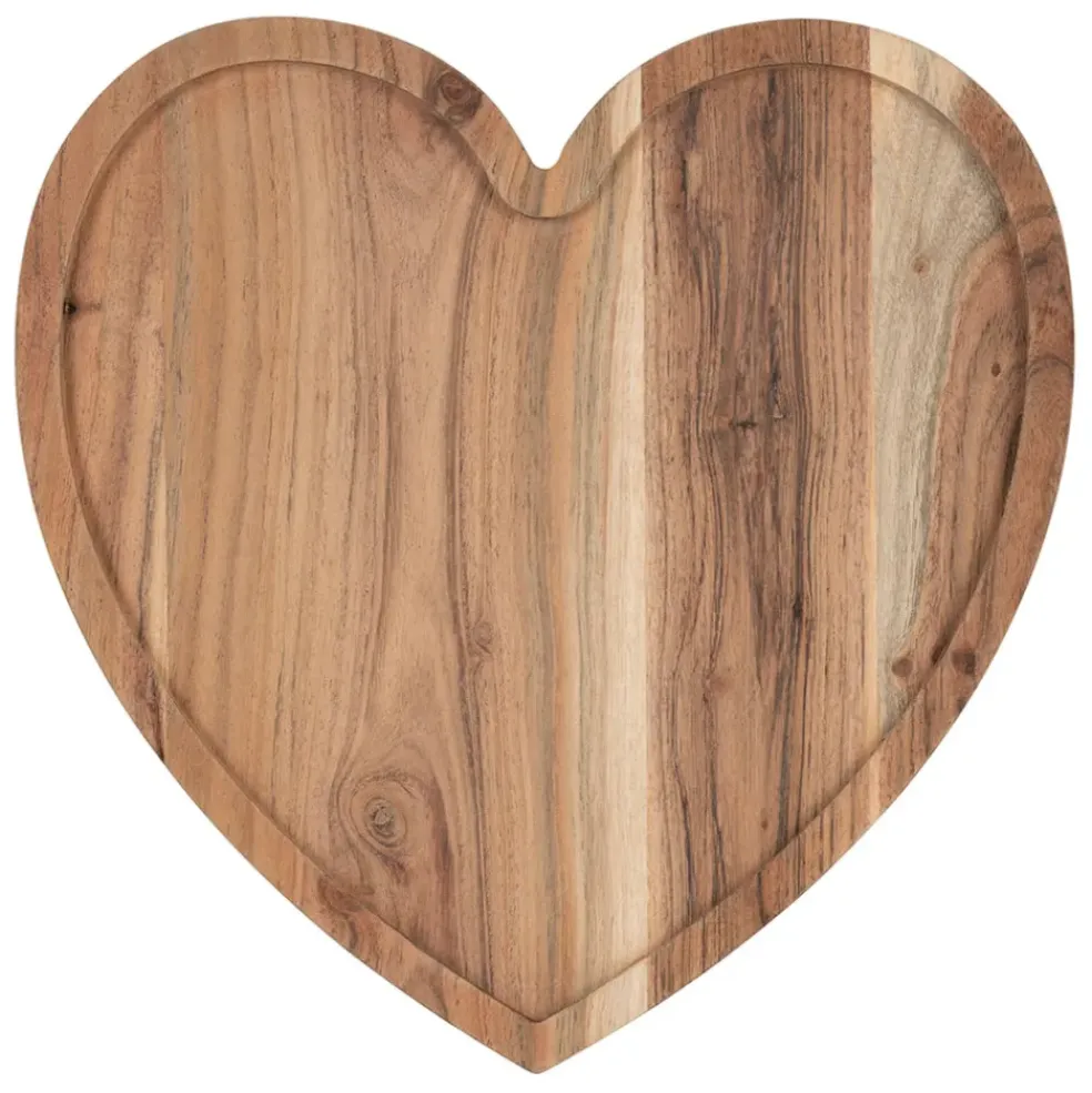 Plateau cœur en acacia naturel 30x30cm - Dalbert