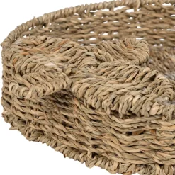 Plateau fraise en jonc de mer naturel et blanc 28x32cm - Les Fruits