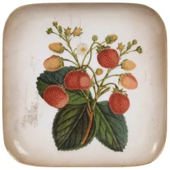 Plateau fraisier en fer multicolore 16x16cm - Botanique