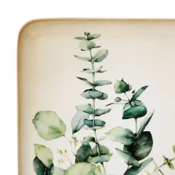 Plateau rectangulaire vert et doré 15x25.5cm en fer - eucalyptus classic