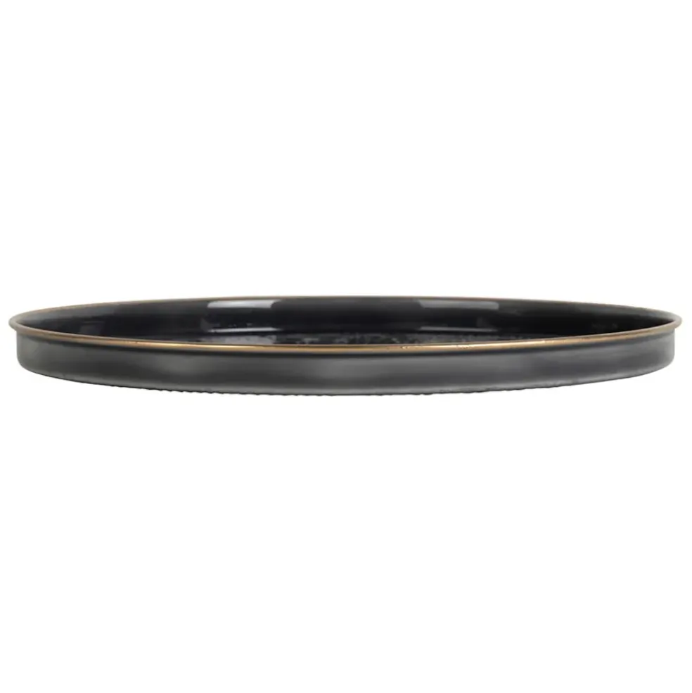 Plateau rond en fer anthracite d36cm - Arabise