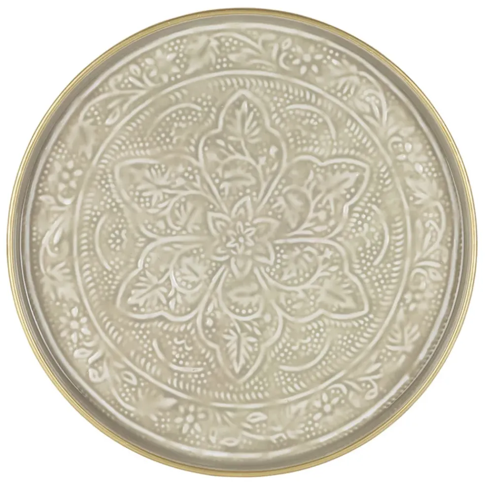 Plateau rond en fer grège d36cm - Arabise