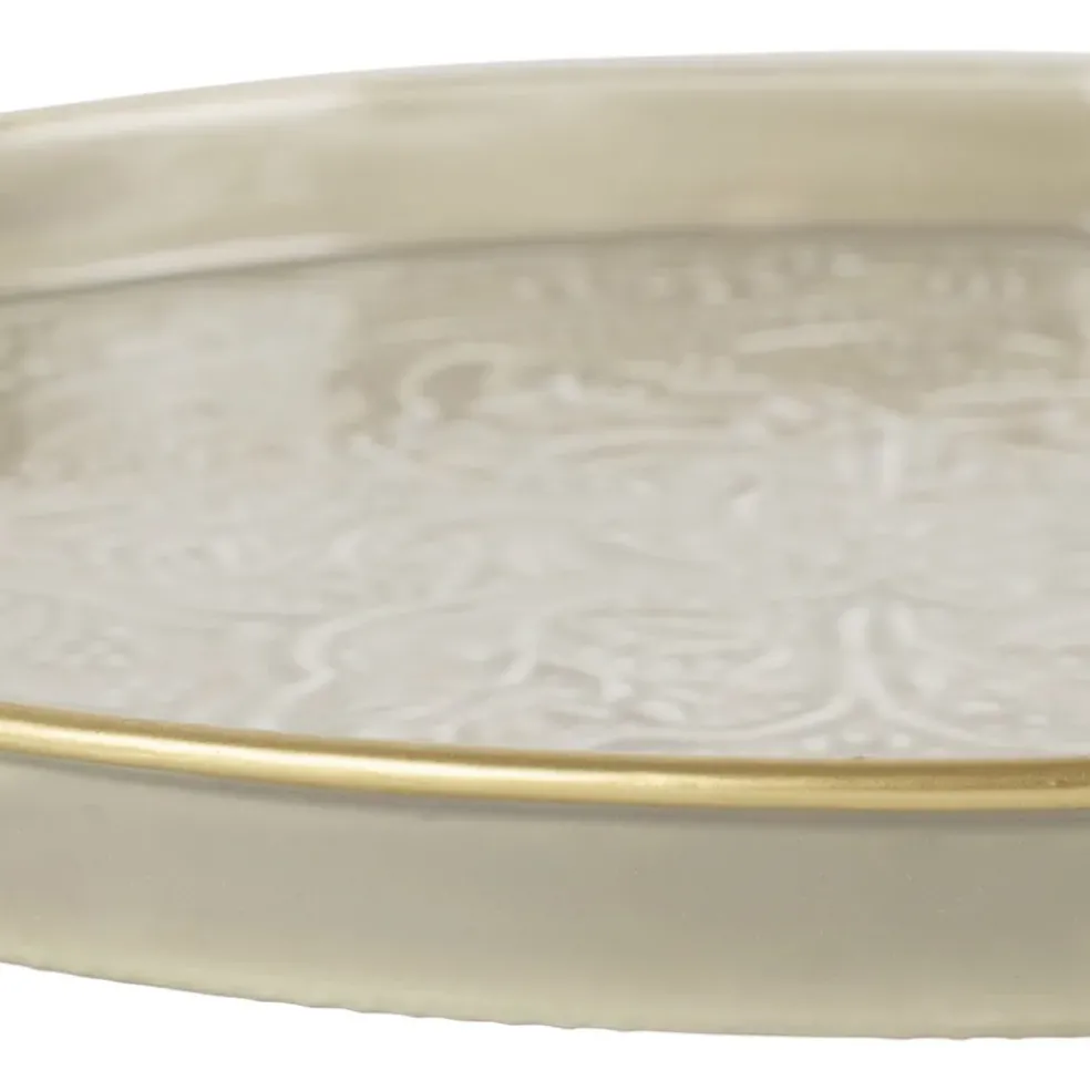 Plateau rond en fer grège d36cm - Arabise