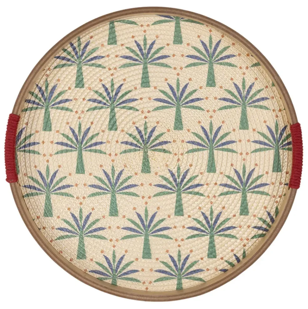 Plateau rond en panneau de bois multicolore d35cm - Mocoa