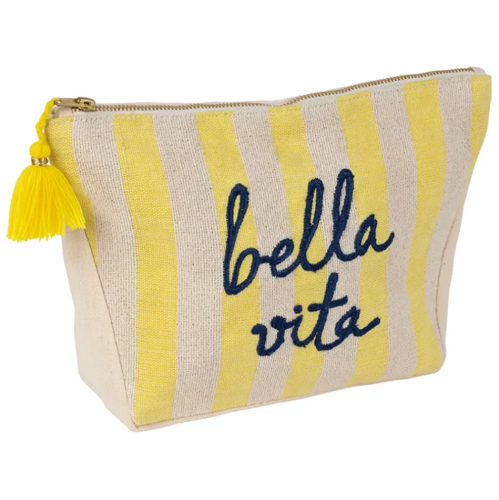 Pochette bordee Bella en coton jaune et bleu - Medi
