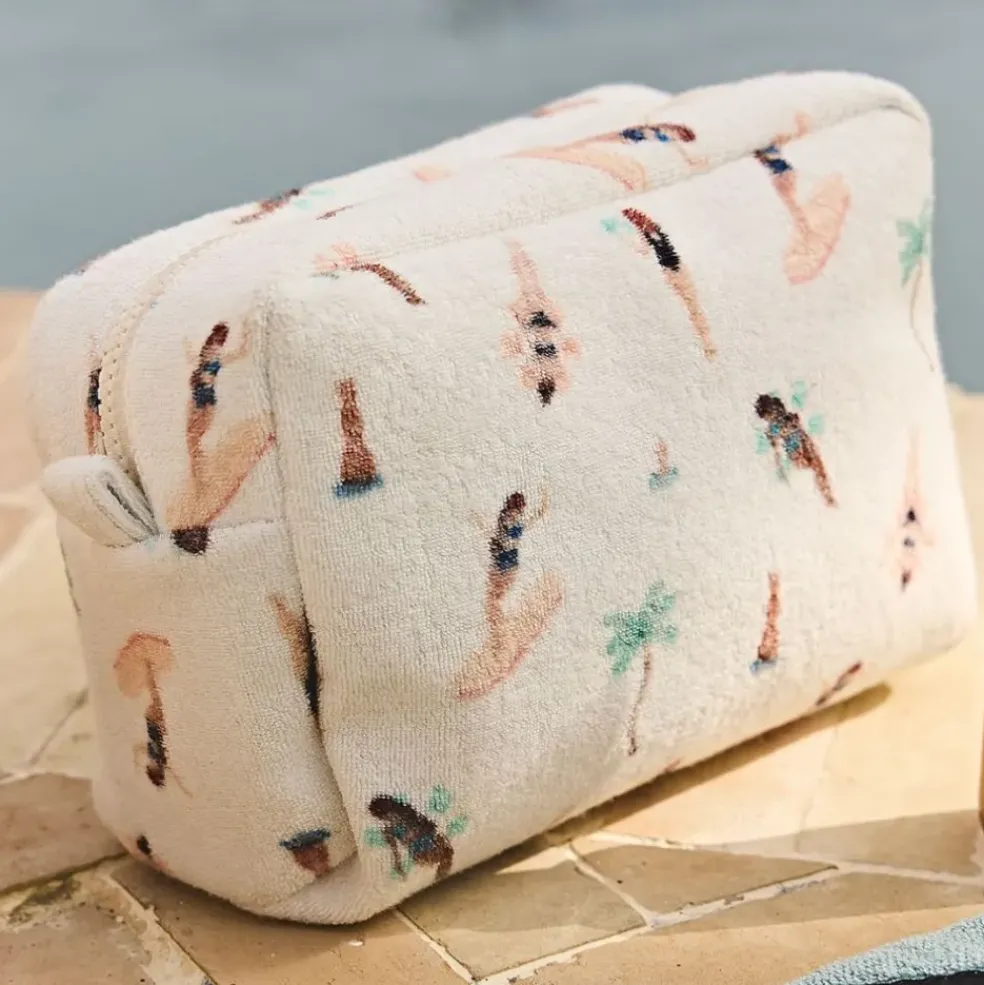 Pochette en coton émeraude et corail - Palma
