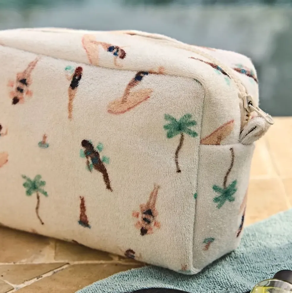 Pochette en coton émeraude et corail - Palma