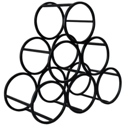 Porte 6 bouteilles en fer noir 31xh28cm - Campagne