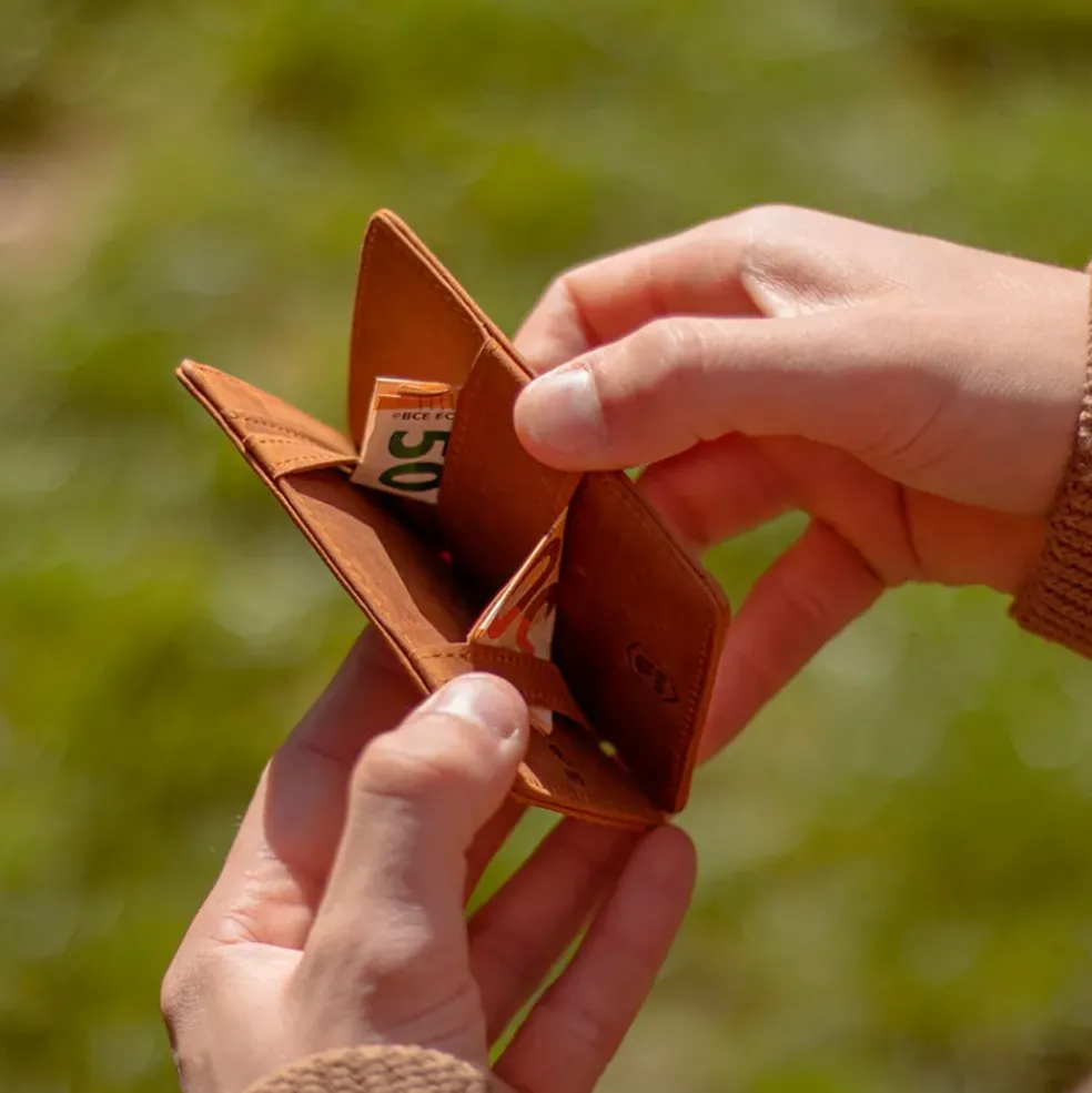 Portefeuille magic handy en cuir cognac