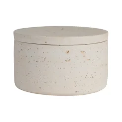 Pot avec couvercle en ciment écru moucheté h6.5cm - Organic