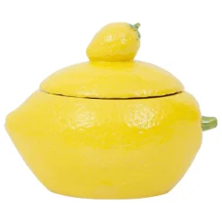 Pot citron avec couvercle en grès jaune - Citron
