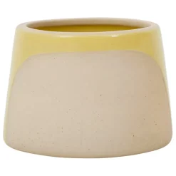 Pot oiseau avec couvercle en grès jaune - Calao