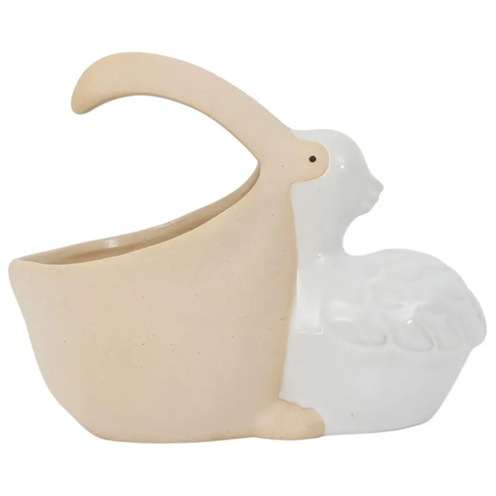 Pot pélican en grès blanc - Pélican
