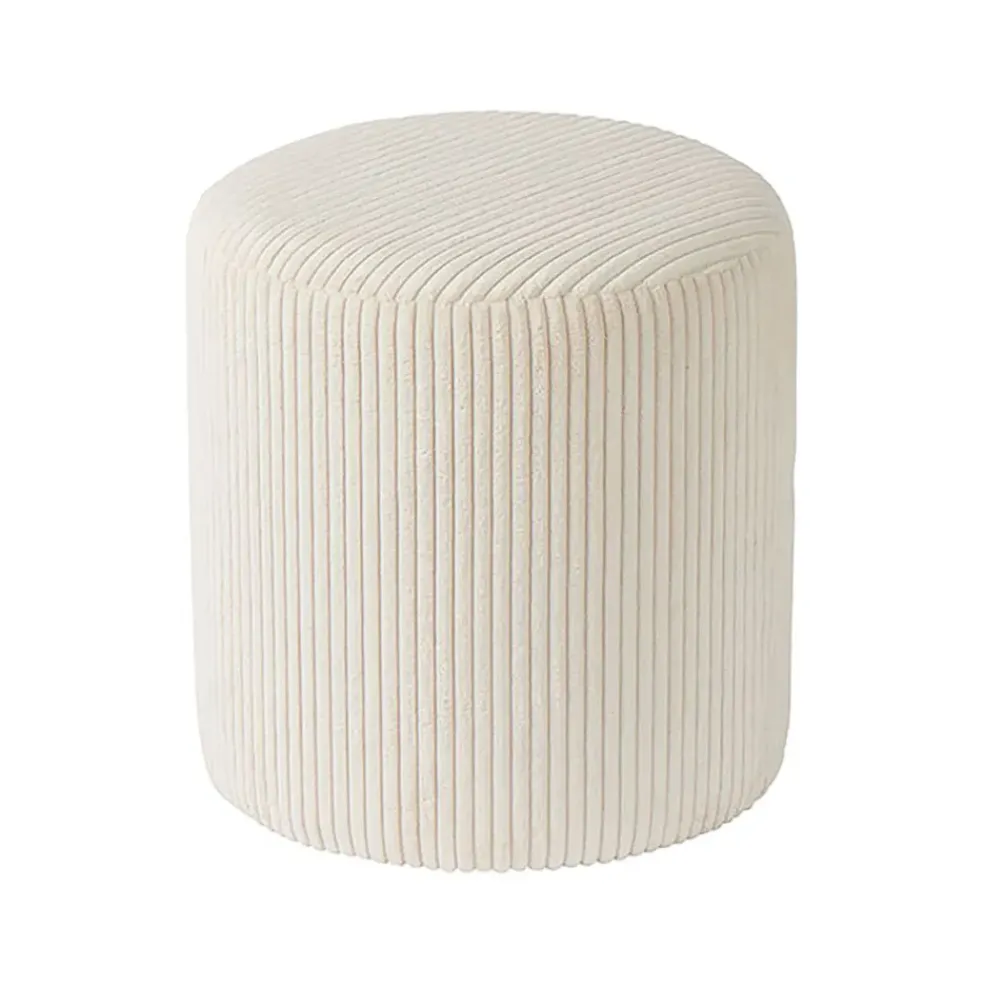 Pouf en tissu velours côtelé blanc - Snaw