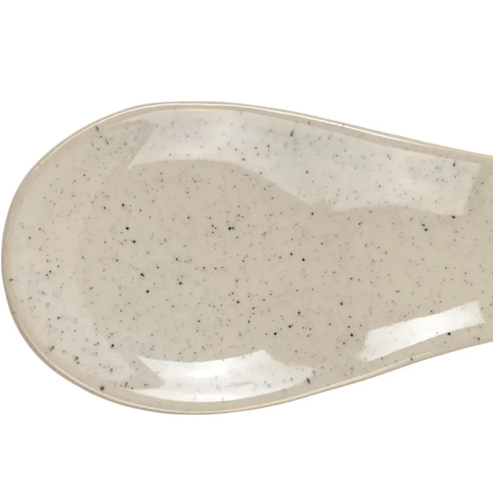 Repose cuillère en grès blanc moucheté - Jeanne