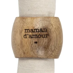 Rond de serviette maman en manguier naturel - Famille