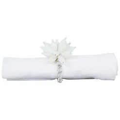 Rond serviette fleuri blanc d4cm fer et verre