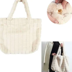 Sac fluffy fausse fourrure crème