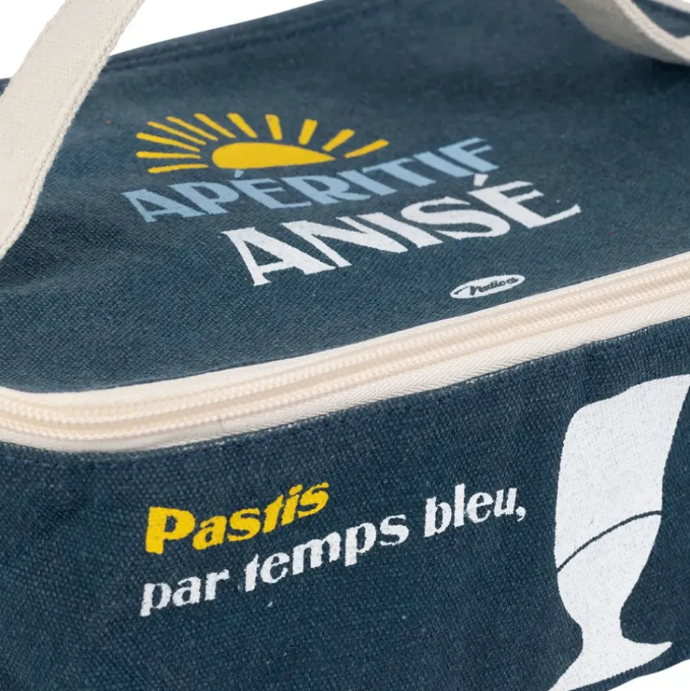 Sac isotherme en coton bleu et jaune - Pastis