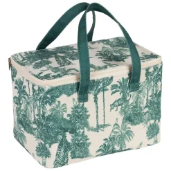 Sac isotherme en coton écru et palmiers émeraude - Mocoa