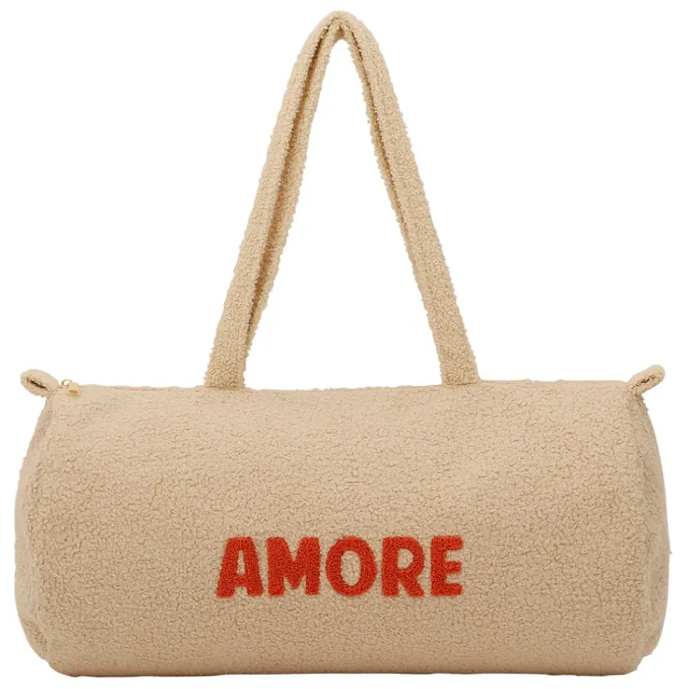 Sac weekend en bouclettes ecru - Funny