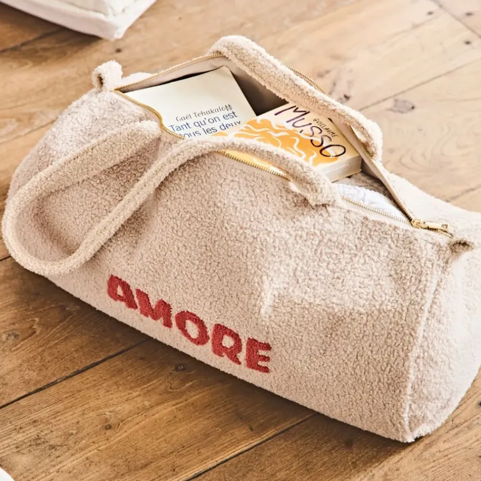 Sac weekend en bouclettes ecru - Funny