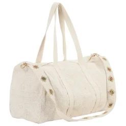 Sac week-end en coton et jute écru et doré - Greeka