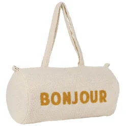 Sac weekend " Bonjour " en bouclette écru - Funky
