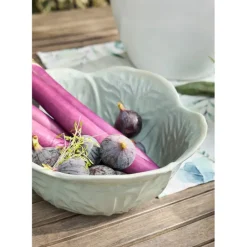 Saladier chou en grès vert d'eau d27cm