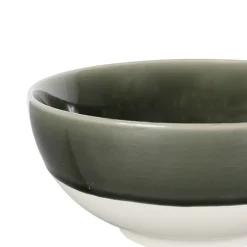 Saladier en grès vert de gris et blanc - Crakel