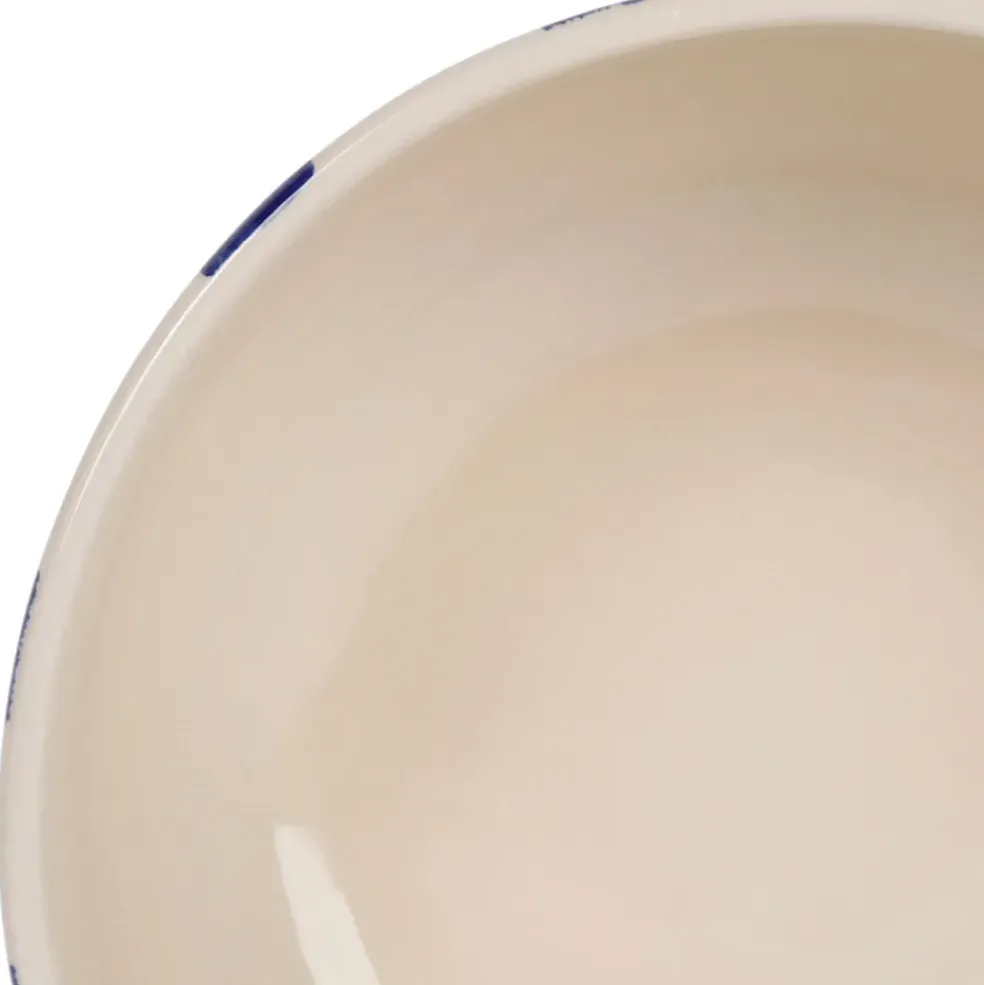 Saladier en terre cuite rayé bleu d21cm - Lisia