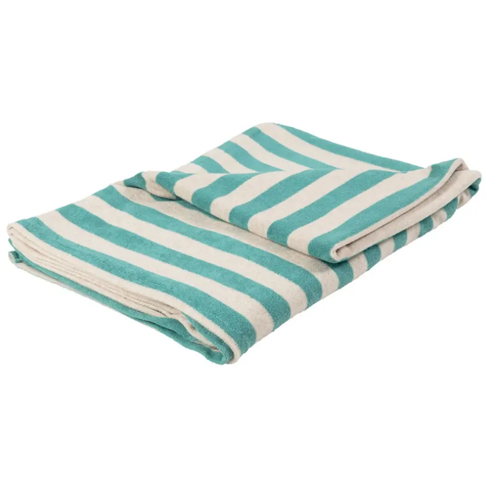 Serviette de bain en coton et polyester turquoise 90x180cm - Palma