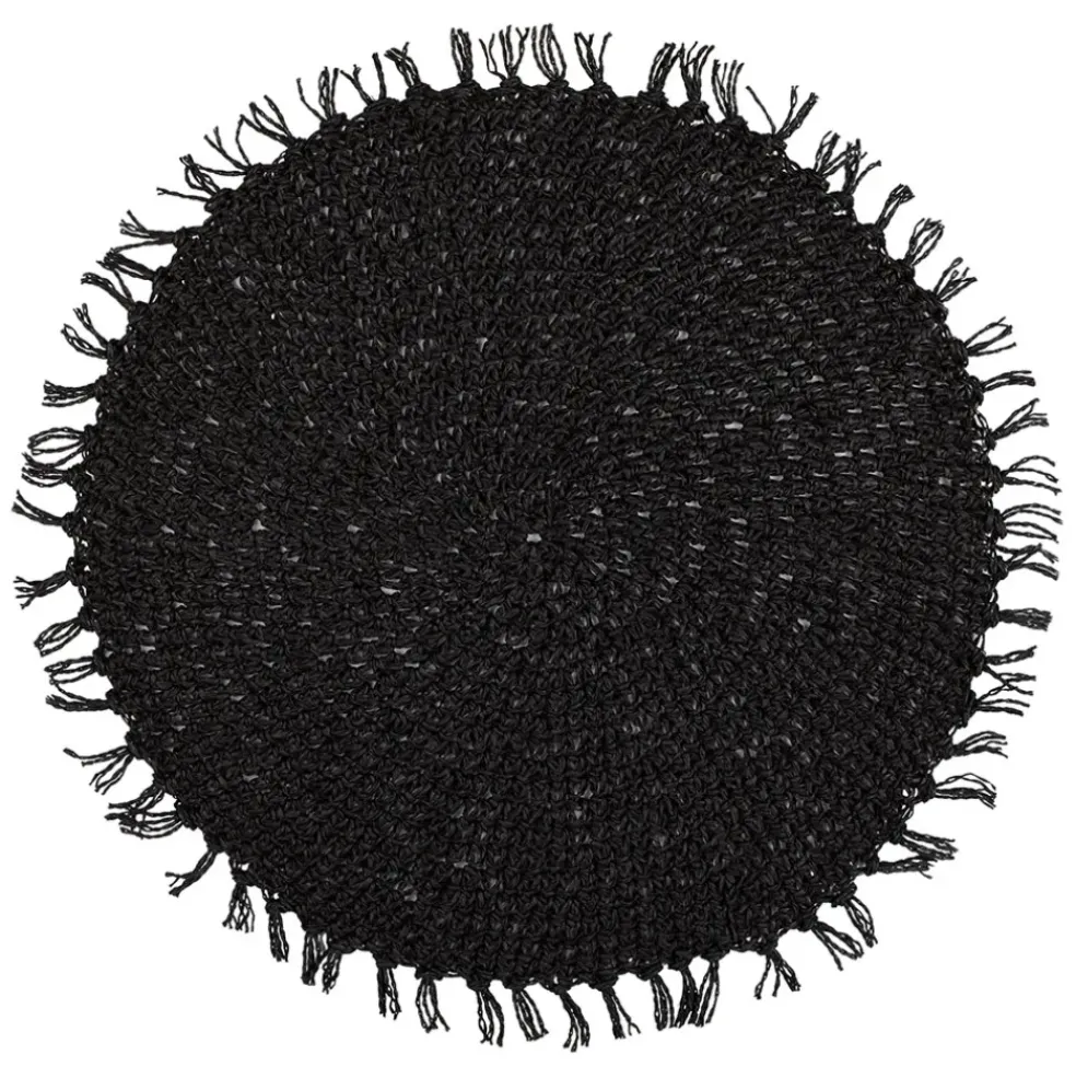 Set table rond tressine noir d44cm