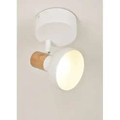 Spot 1 lumière en métal effet bois blanc - alvar