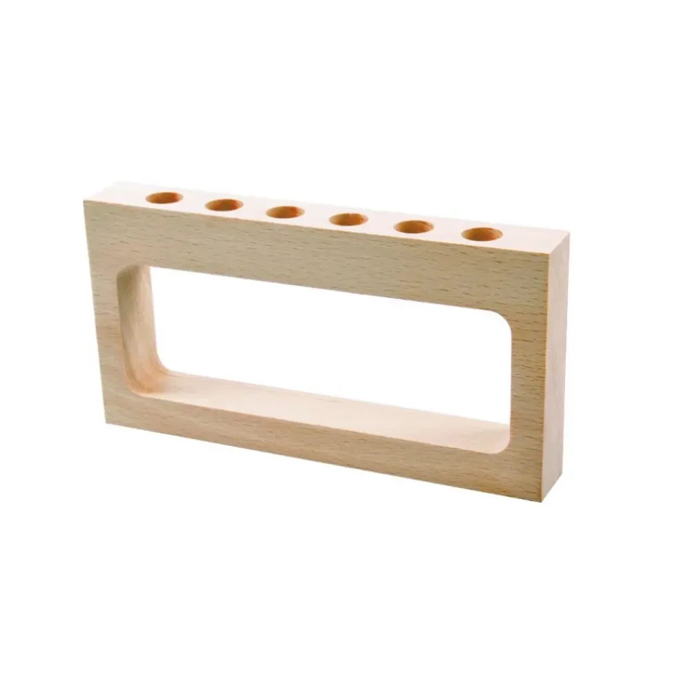 Support pour 6 tubes en bois de hêtre naturel