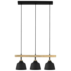 Suspension 3 feux en fer et manguier h121cm noir mat - ferese