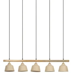 Suspension 5 lampes en fer et manguier sable L114cm - Ferese