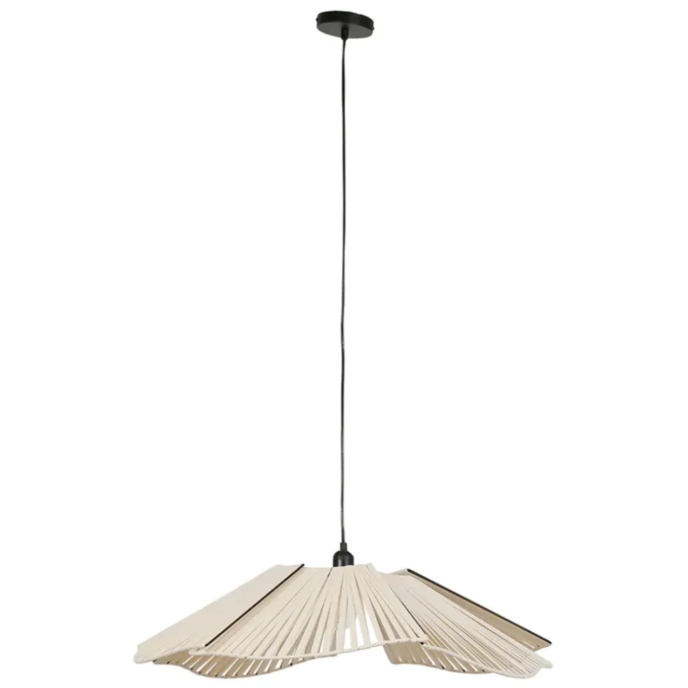 Suspension bohème en coton d41cm crème - Plaka