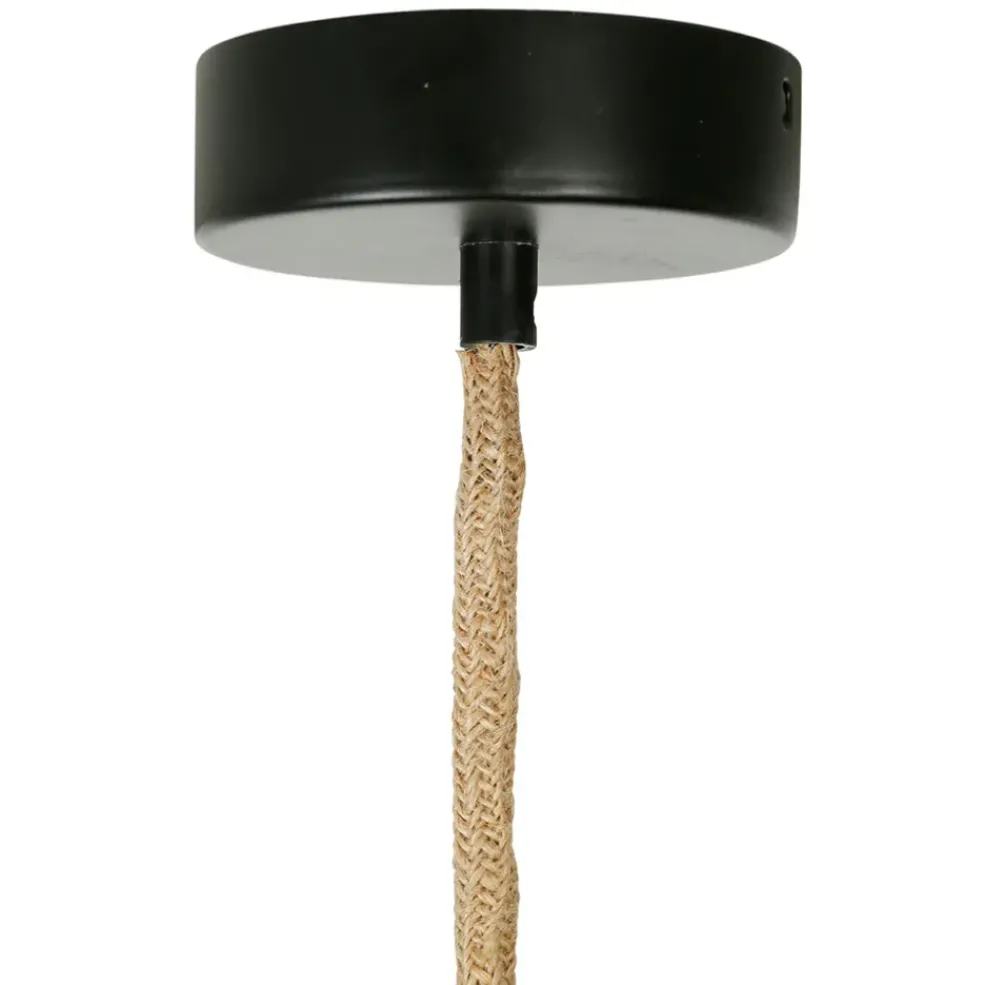 Suspension en corde de papier et fer d50cm noir - Calyp