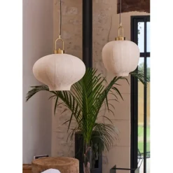 Suspension en lin blanc cassé et doré d45cm - Calypso