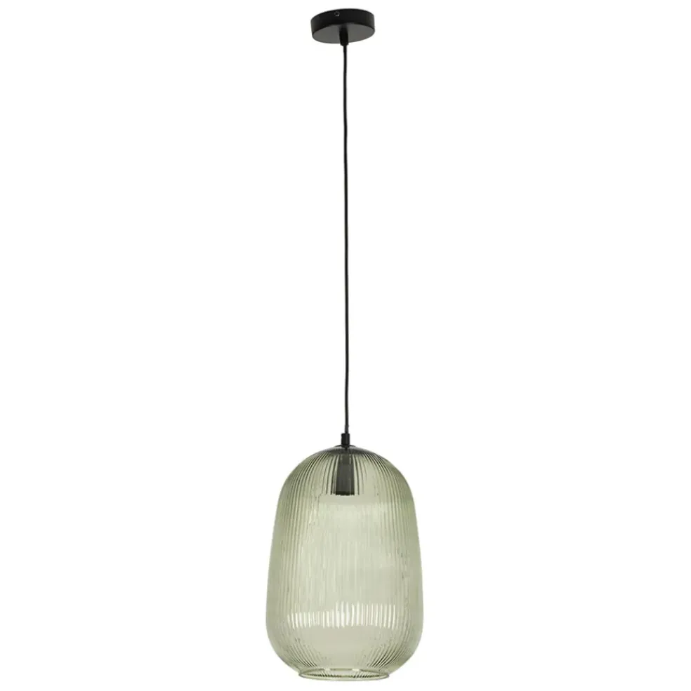 Suspension en verre et fer vert clair d22.5xh33cm - Lumi