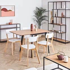 Table à manger avec rallonge en plaqué chêne 120x80cm - Roxy