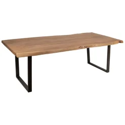 Table à manger en acacia massif et pieds en fer noir 200x100cm - Factory