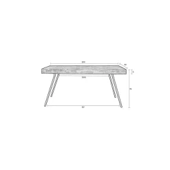 Table à manger en teck massif et pieds métal 200x90cm - Suri
