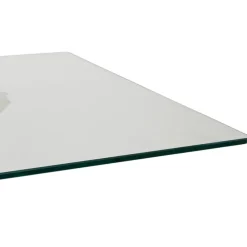 Table à manger en verre trempé et métal naturel 180x90cm - Adela