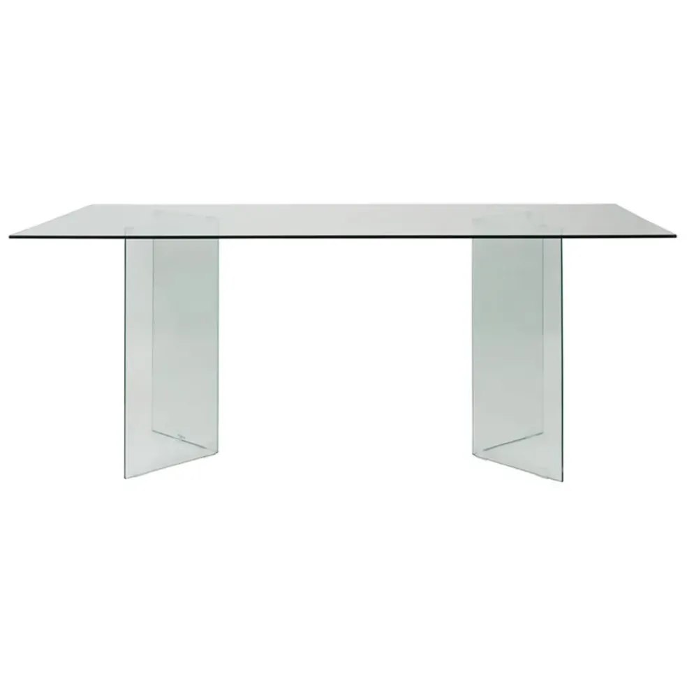 Table à manger en verre trempé 180x90cm - Adela