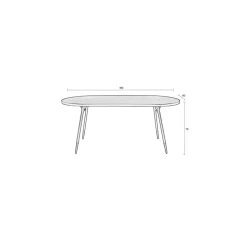 Table à manger ovale en noyer plaqué et métal doré 180x90cm - Denise