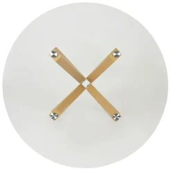 Table à manger ronde en verre trempé et métal naturel d119cm - Adela