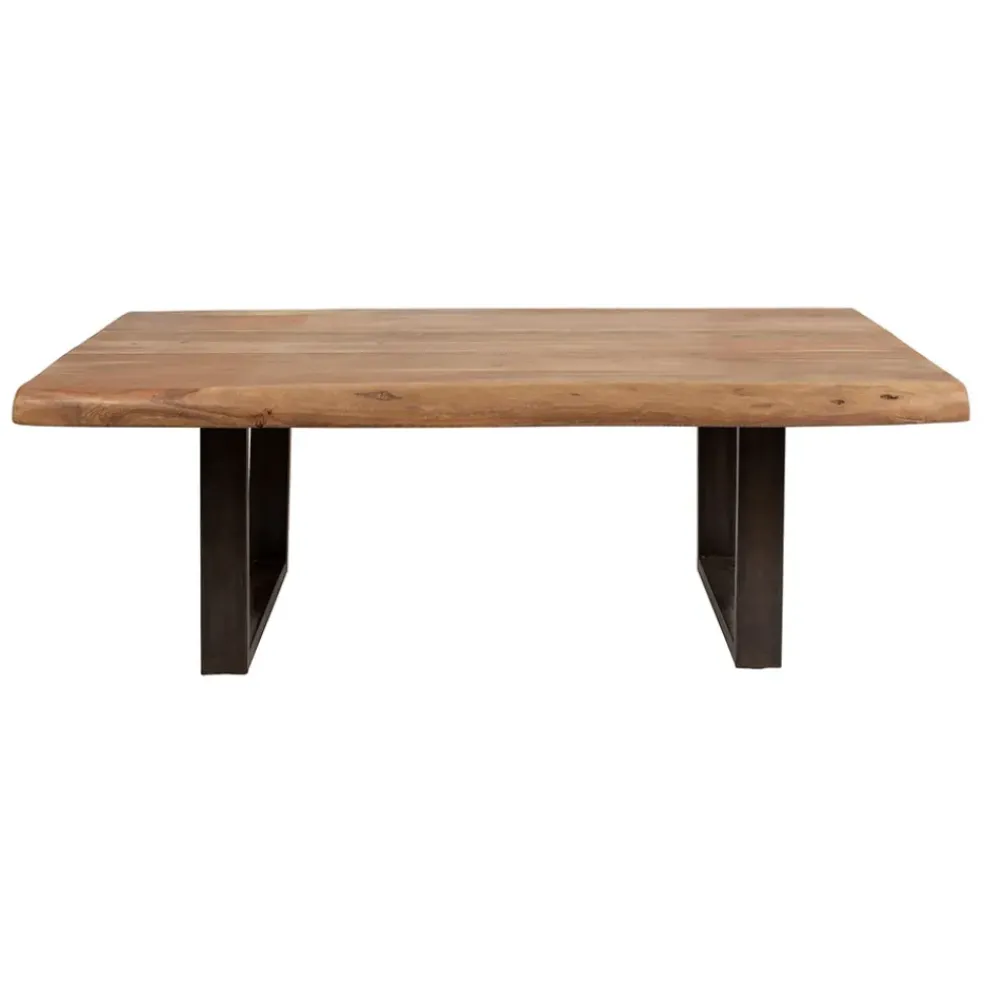 Table basse en acacia massif et pieds en fer noir 130x70cm - Factory