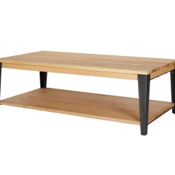 Table basse en chêne massif et pieds acier L120cm - Manny